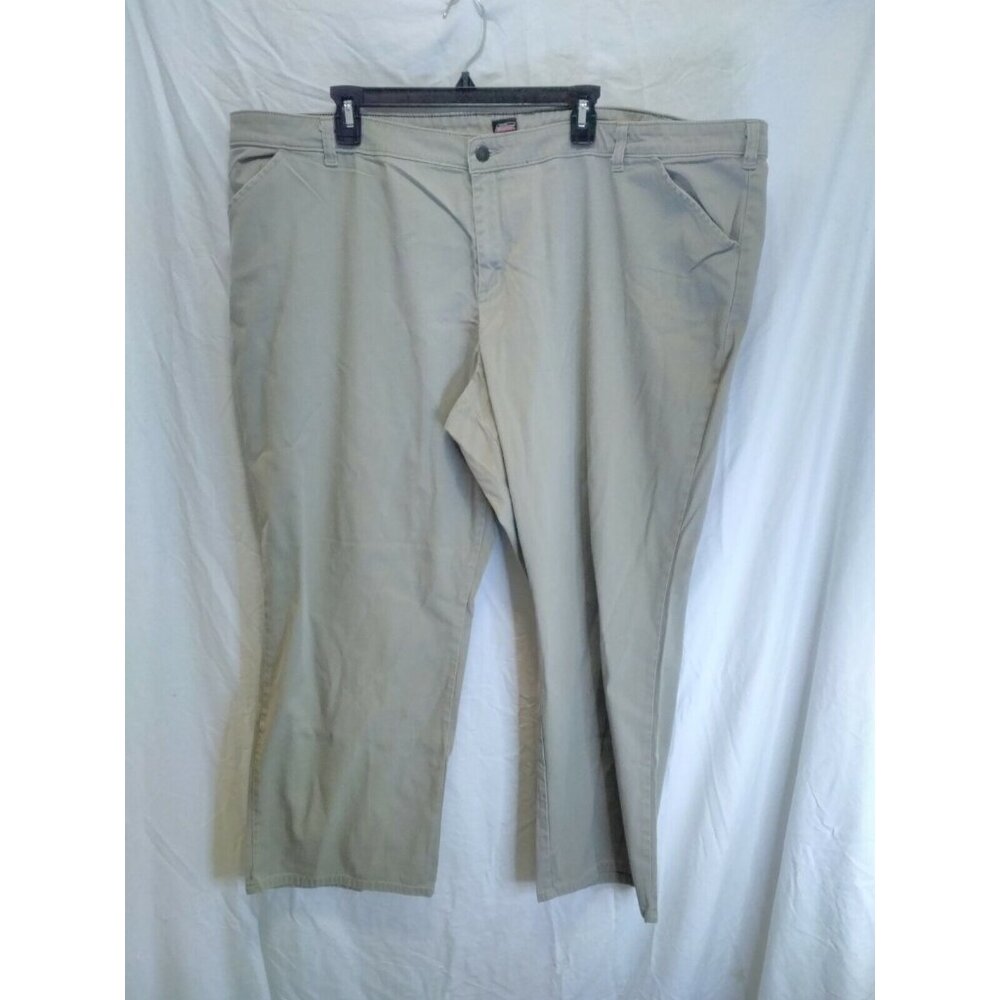 Dickies Khaki Beige Relaxed Fit Workwear Pants Womens 26W High Rise Straight Leg